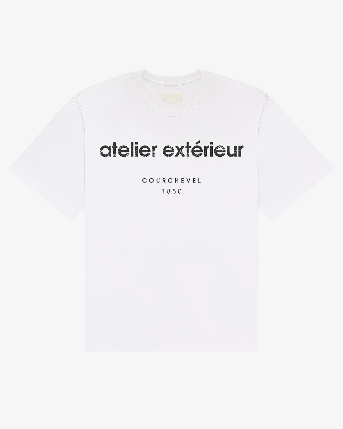 White Courchevel 1850 ski tee, front flat lay - Atelier Extérieur