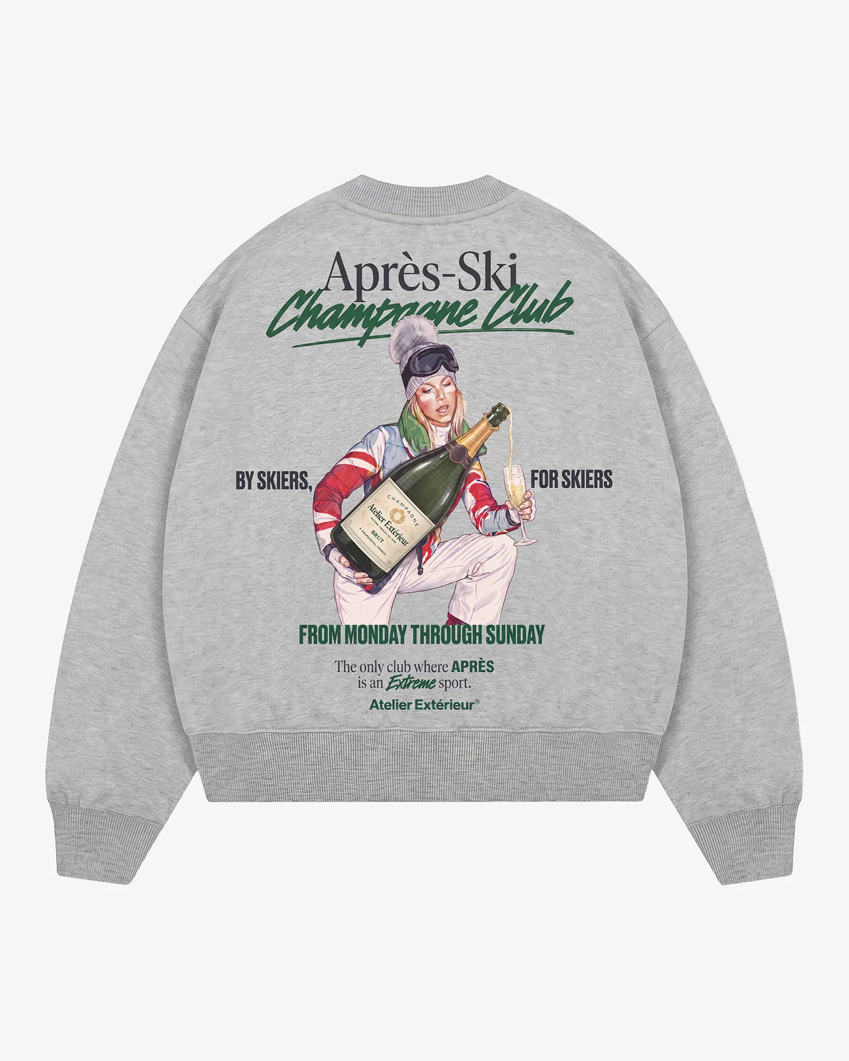 Après Ski Champagne Club Crewneck - Heather Gray