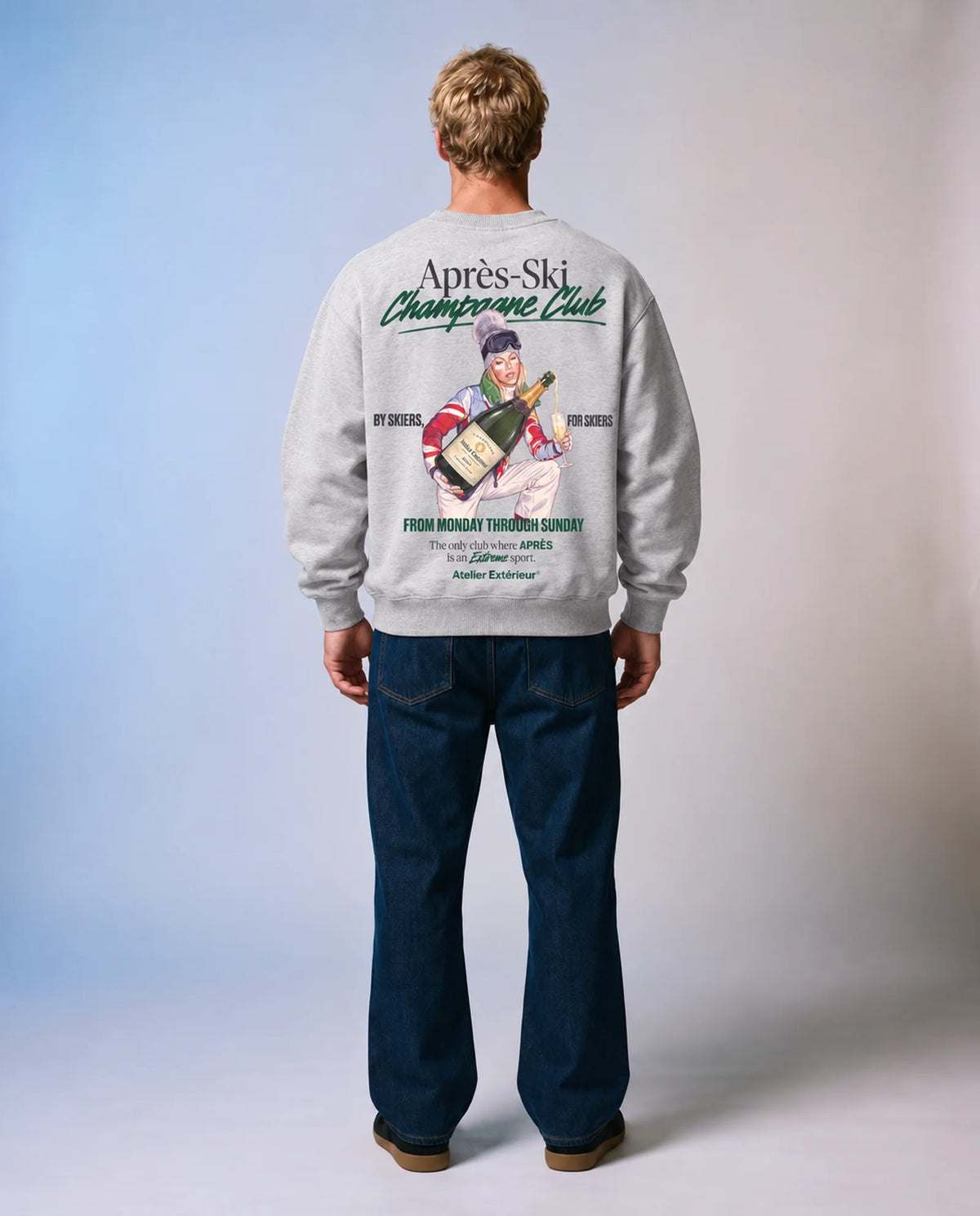 Après Ski Champagne Club Crewneck - Heather Gray
