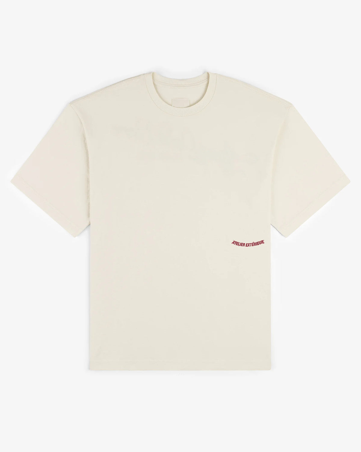 Ecru Backflip tee, front view, with a small chest print