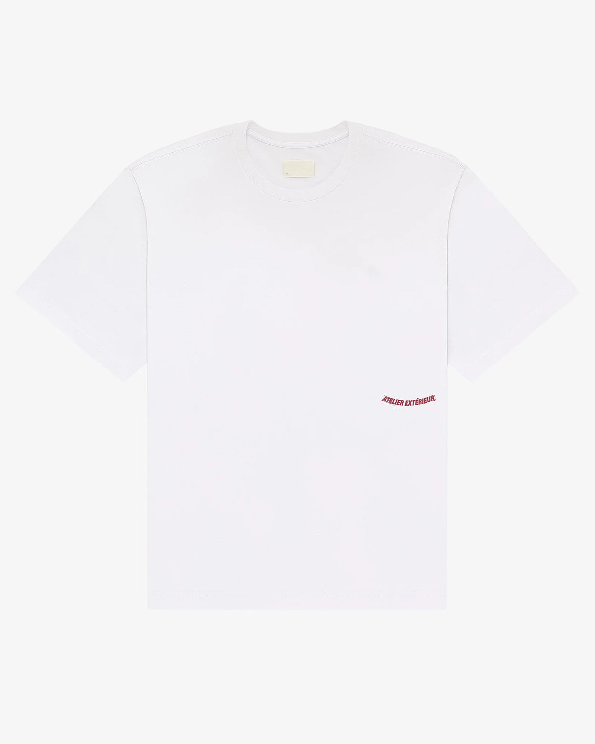White Backflip tee, front view, with a small chest print