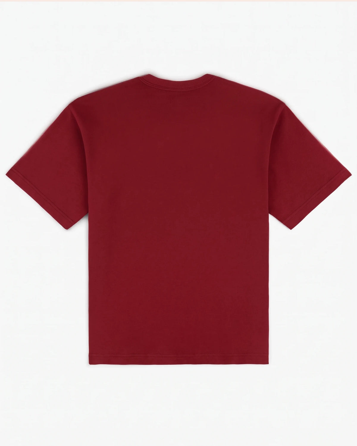 Back view of the red Cowboy Ski Club tee, plain cotton with no print