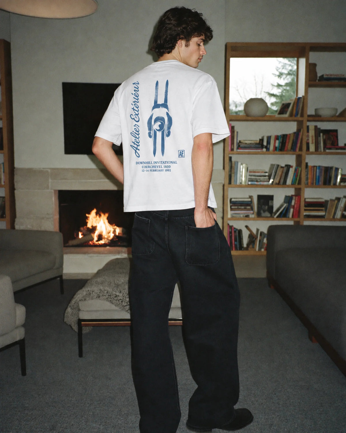 Man wearing the Downhill Invitational Tee, on location