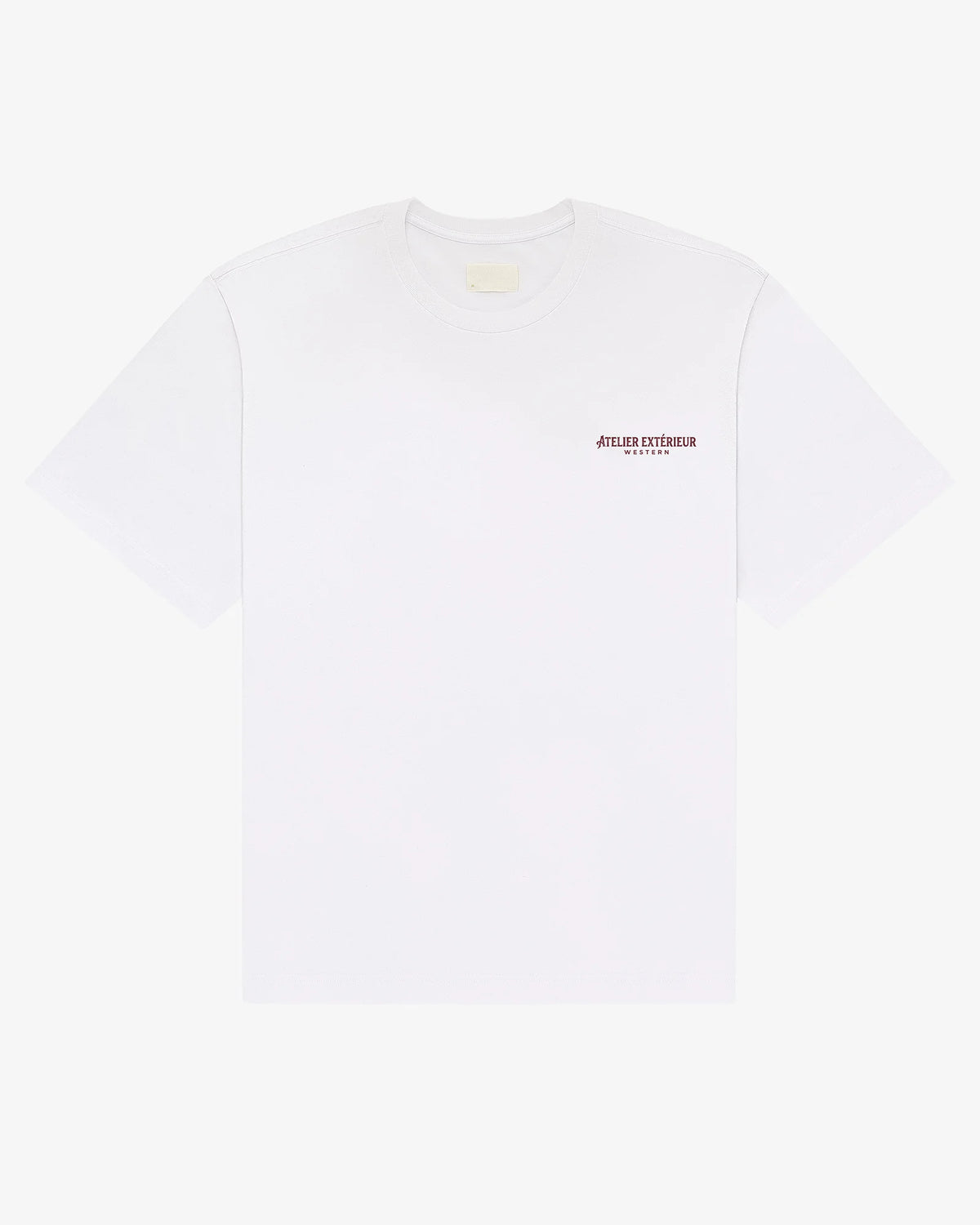 White Full Service tee, front view, with a small chest print