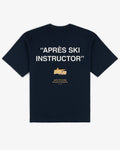 Navy Après Ski Instructor tee, back print, flat lay - Atelier Extérieur