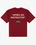 Red Après Ski Instructor tee, back print, flat lay - Atelier Extérieur