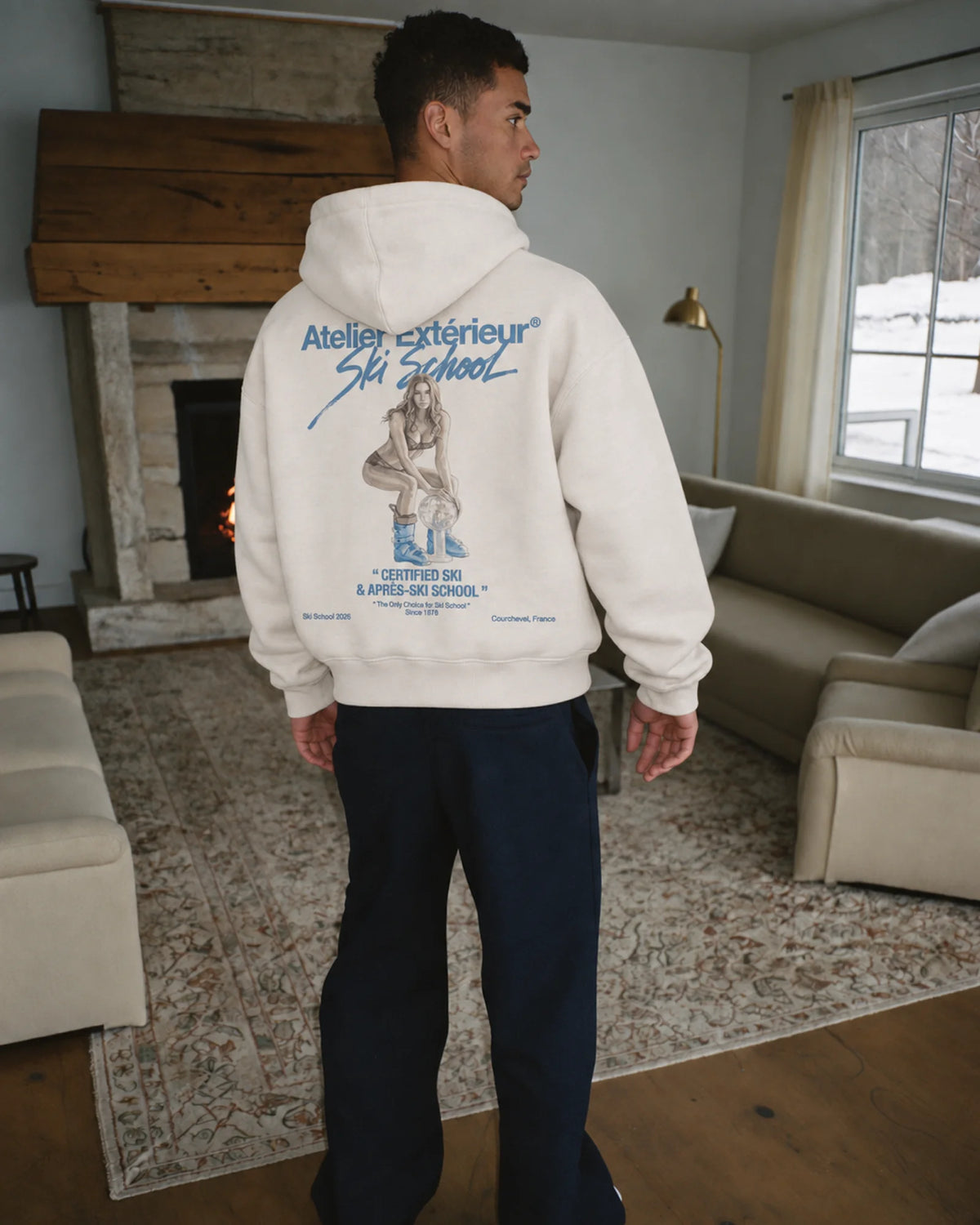 Man wearing the Julia Hoodie, on location