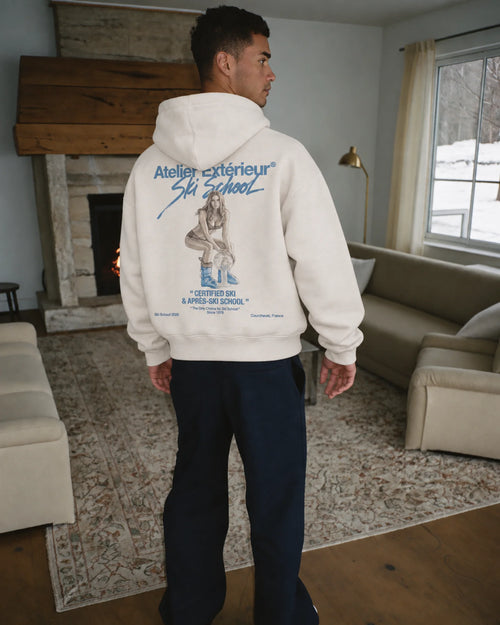 Man wearing the Julia Hoodie, on location