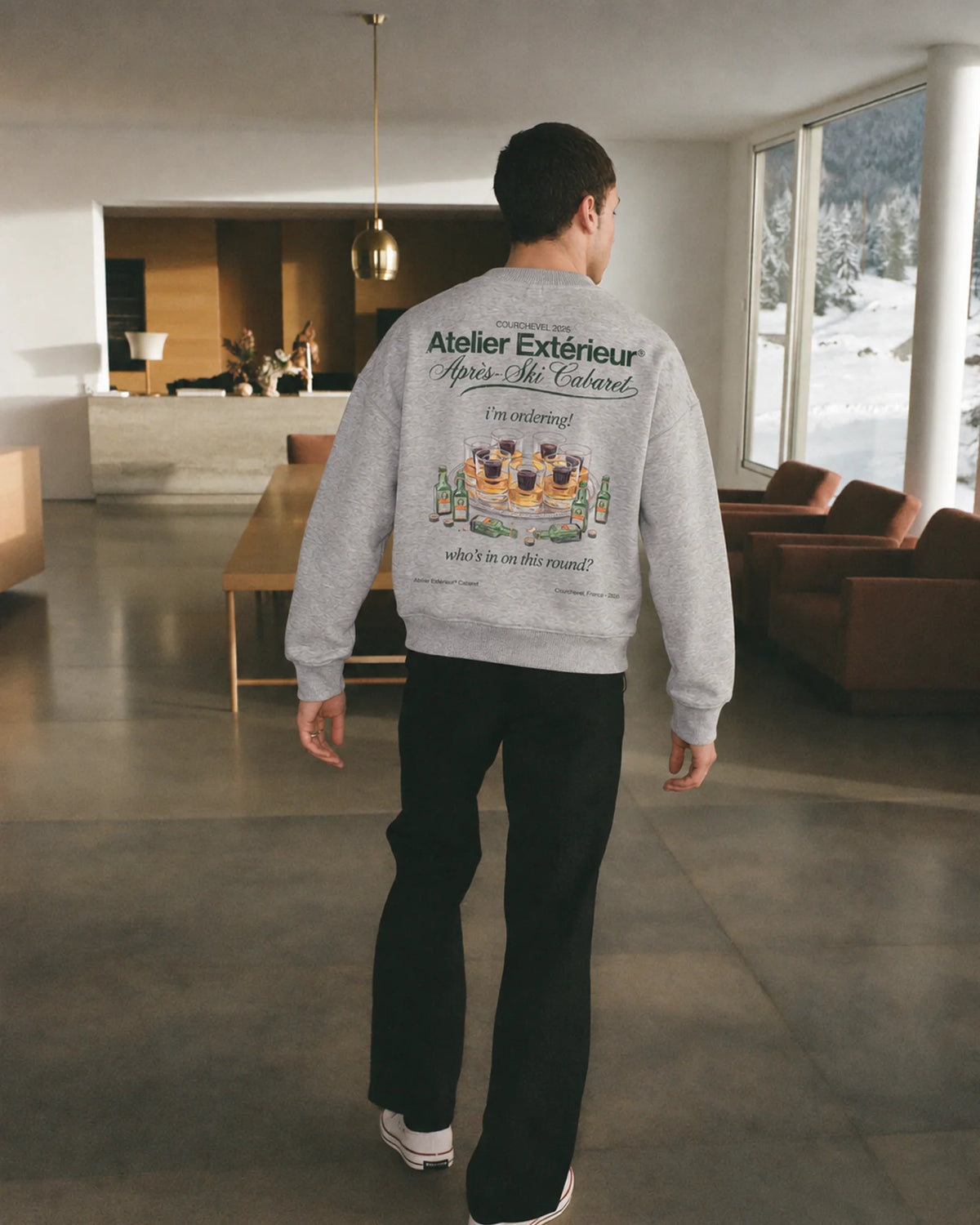 Man wearing the My Round Crewneck, on location