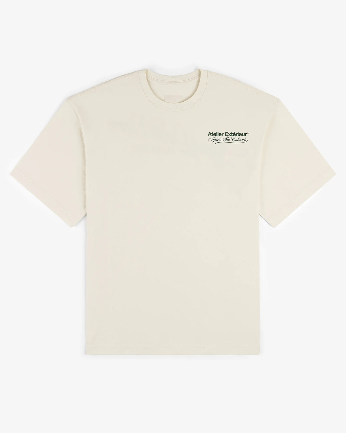 Ecru My Round tee, front view, with a small chest print