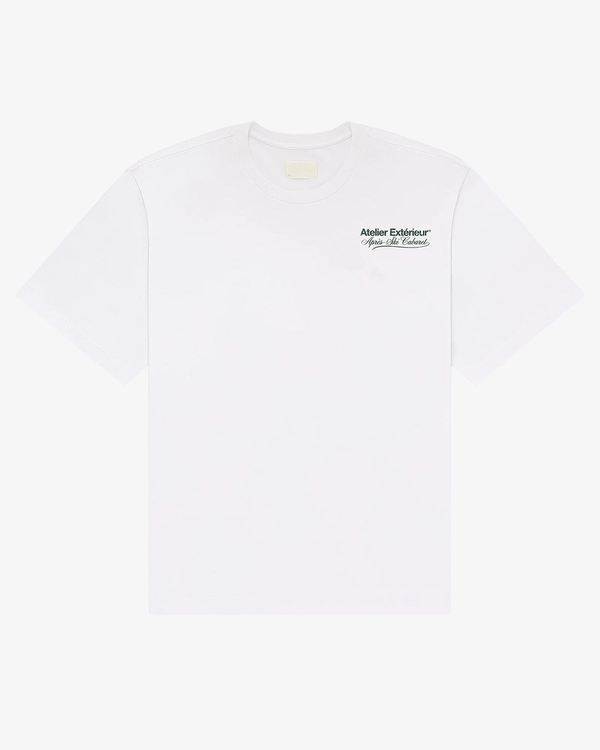 White My Round tee, front view, with a small chest print