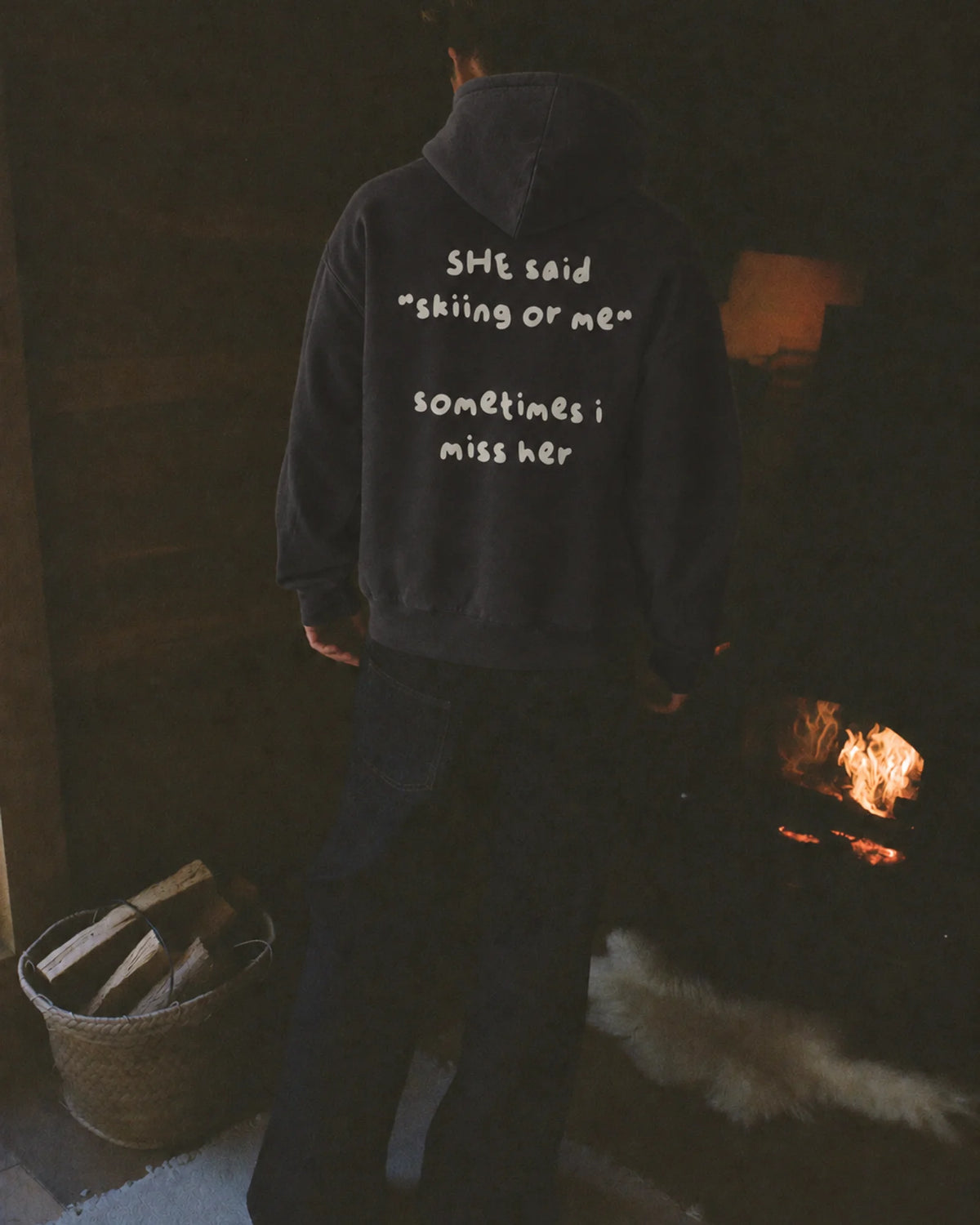 Skiing or Me Hoodie — Black