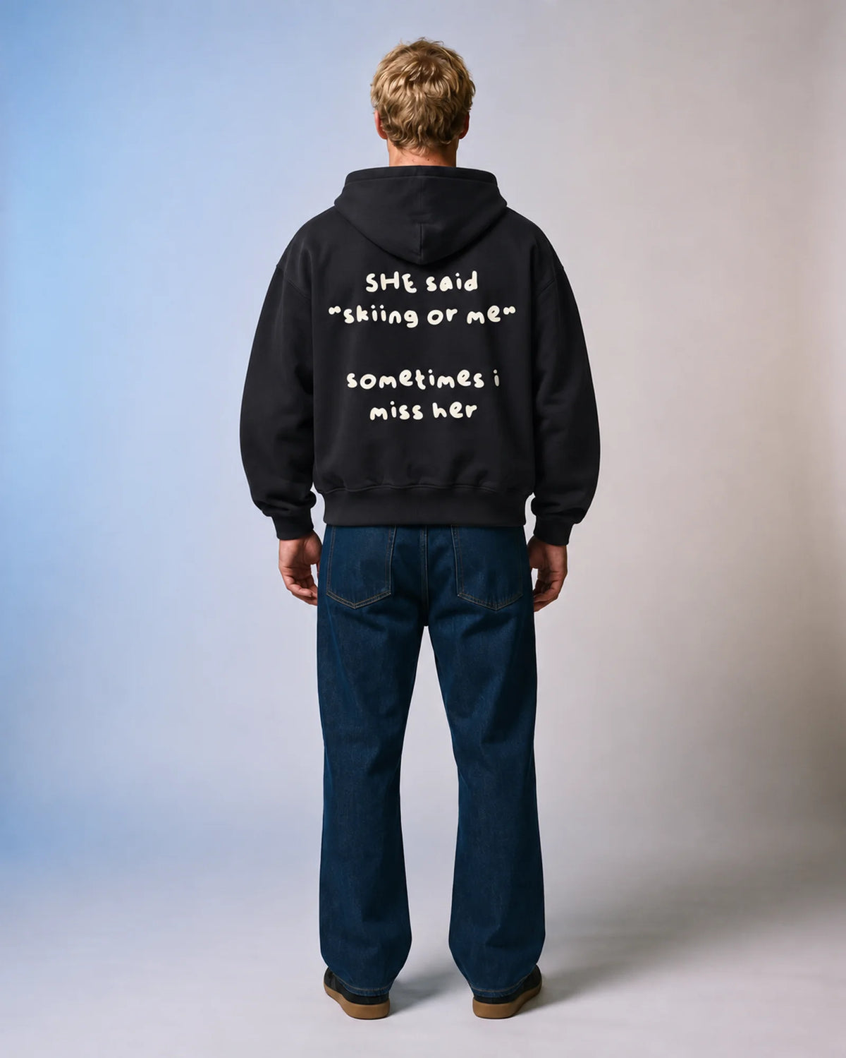 Skiing or Me Hoodie — Black