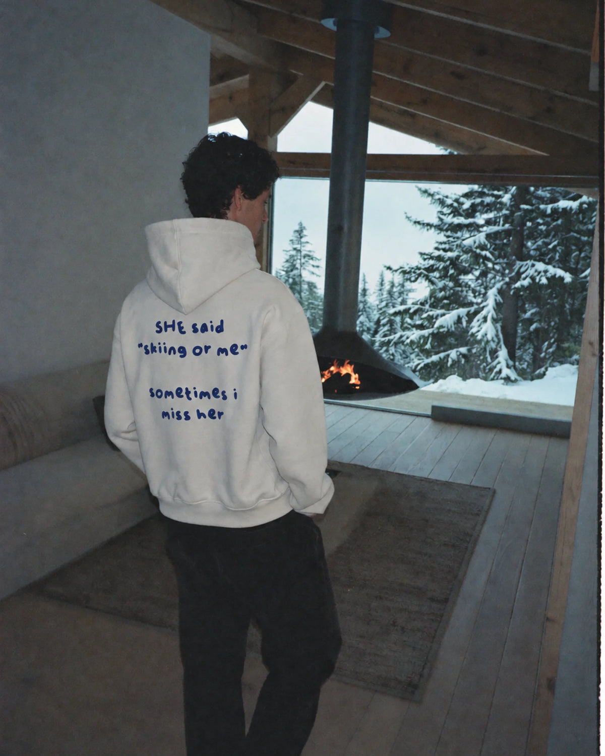 Skiing or Me Hoodie - Ecru