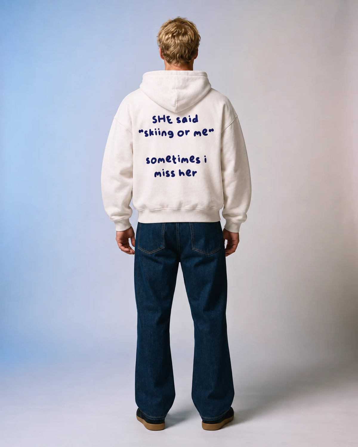 Skiing or Me Hoodie - Ecru