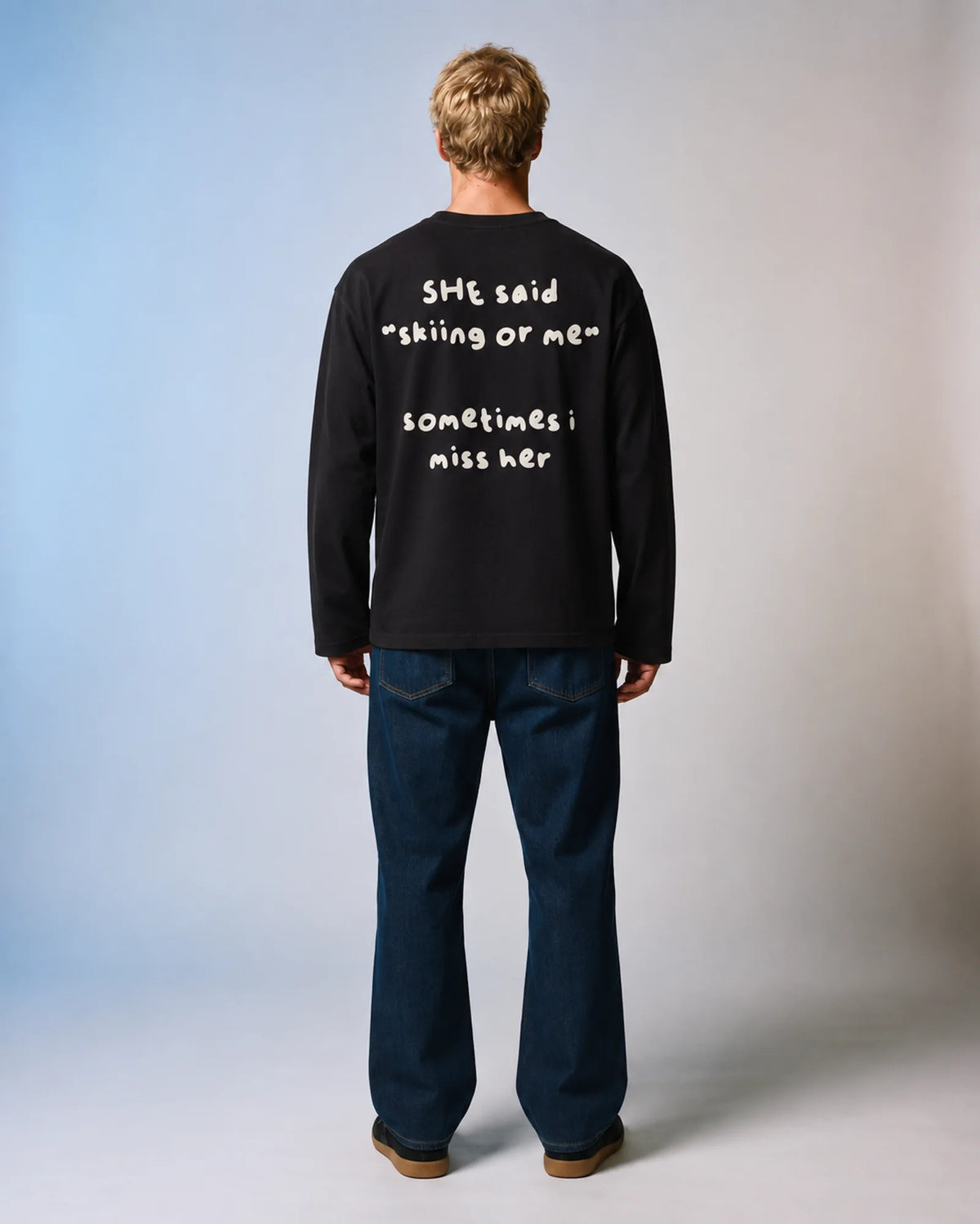 Skiing or Me Long Sleeve Tee - Black