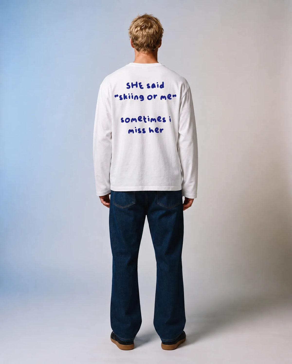 Skiing or Me Long Sleeve Tee - White
