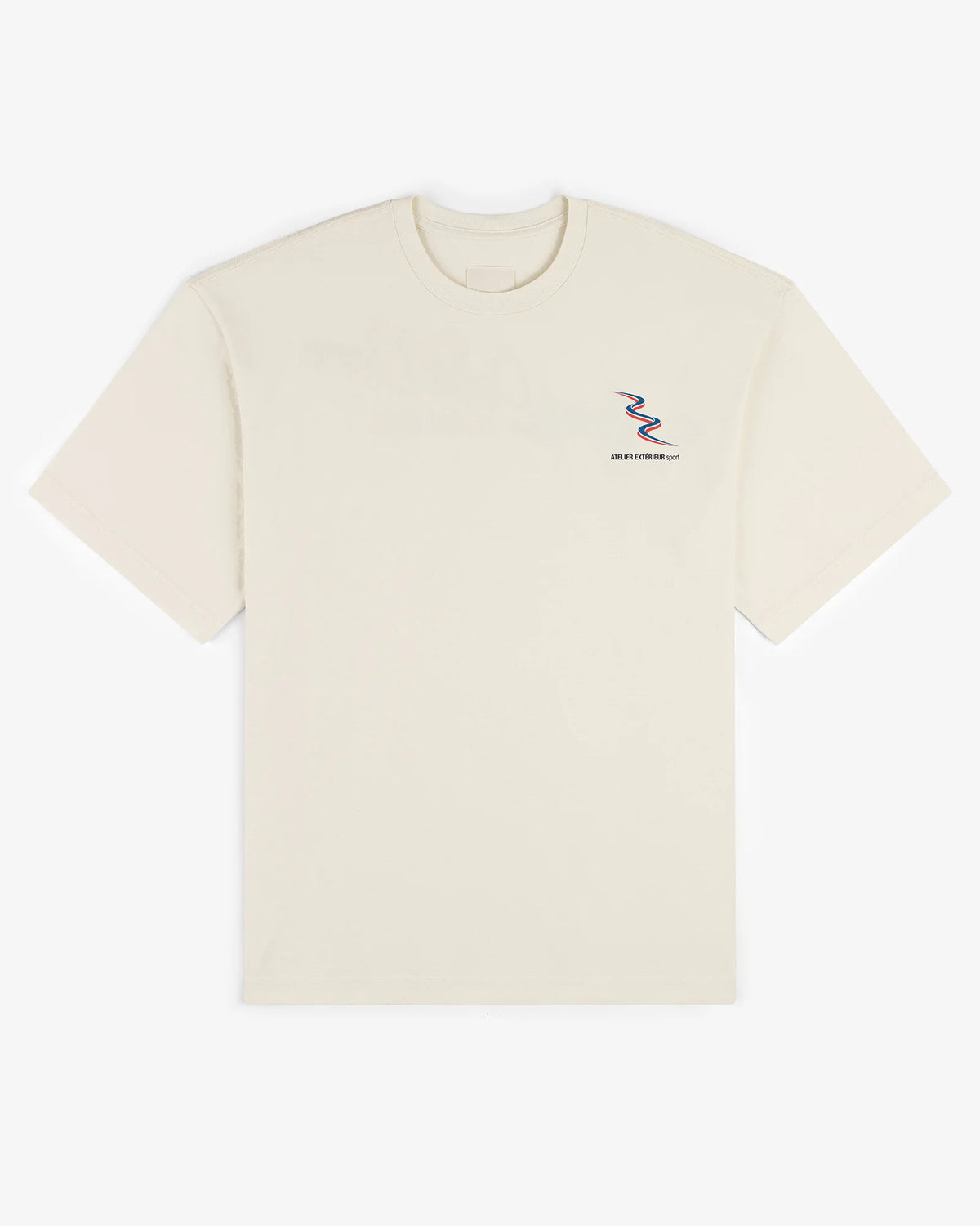 Sport tee in ecru, flat lay front view with small chest print