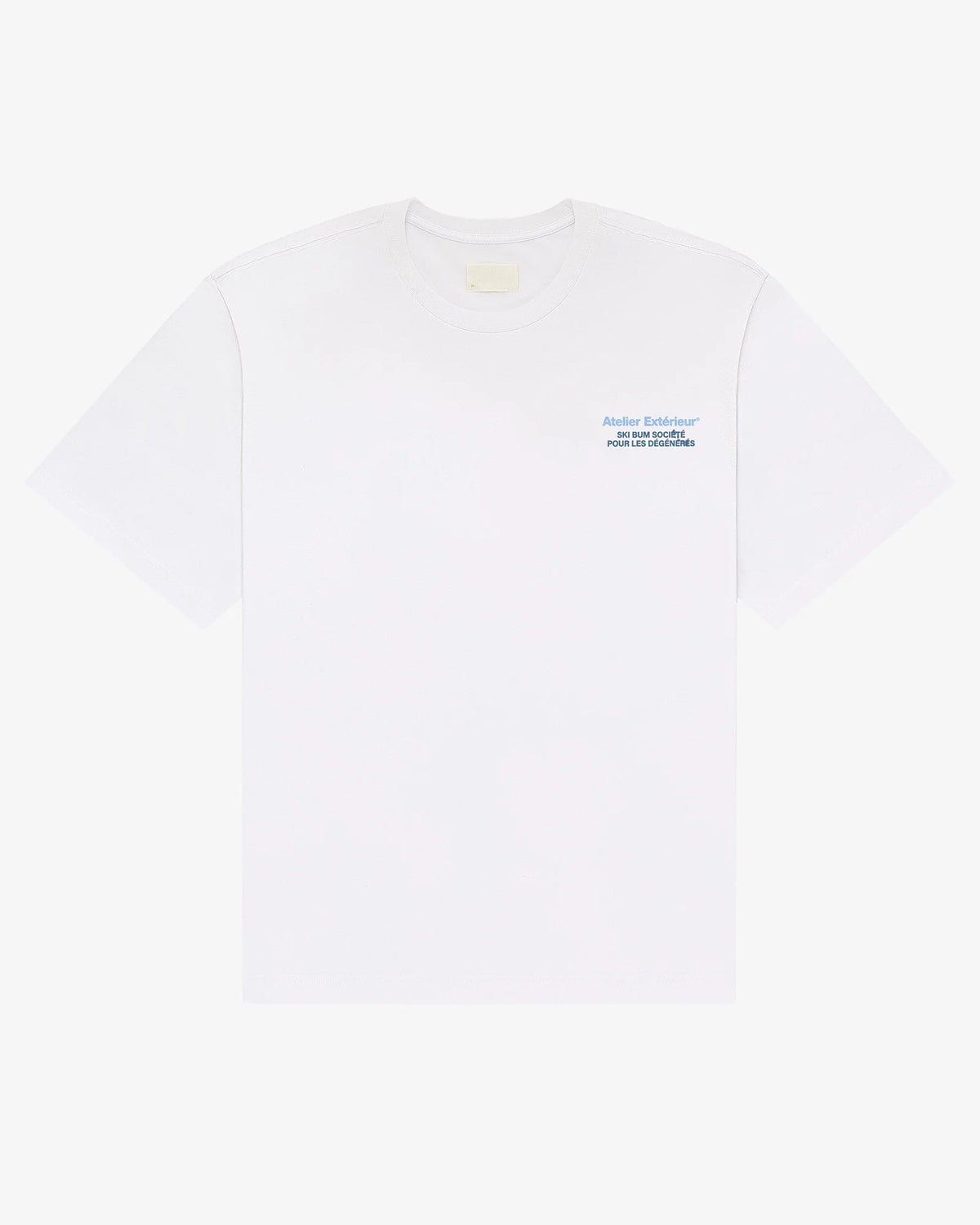 Tanya tee in white, flat lay front view with small chest print