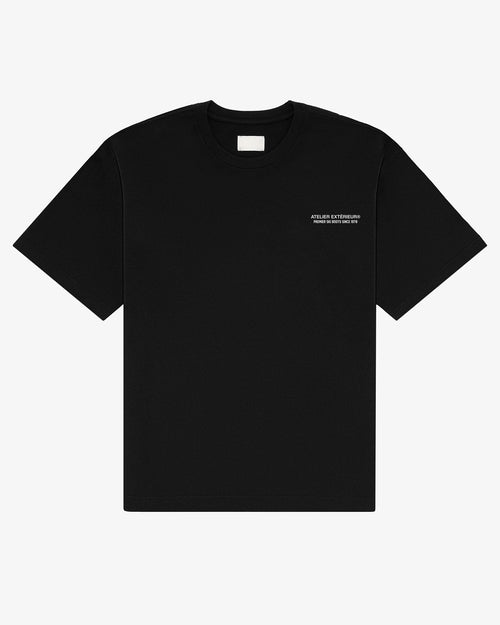 Warm Inside tee in black, flat lay front view with small chest print
