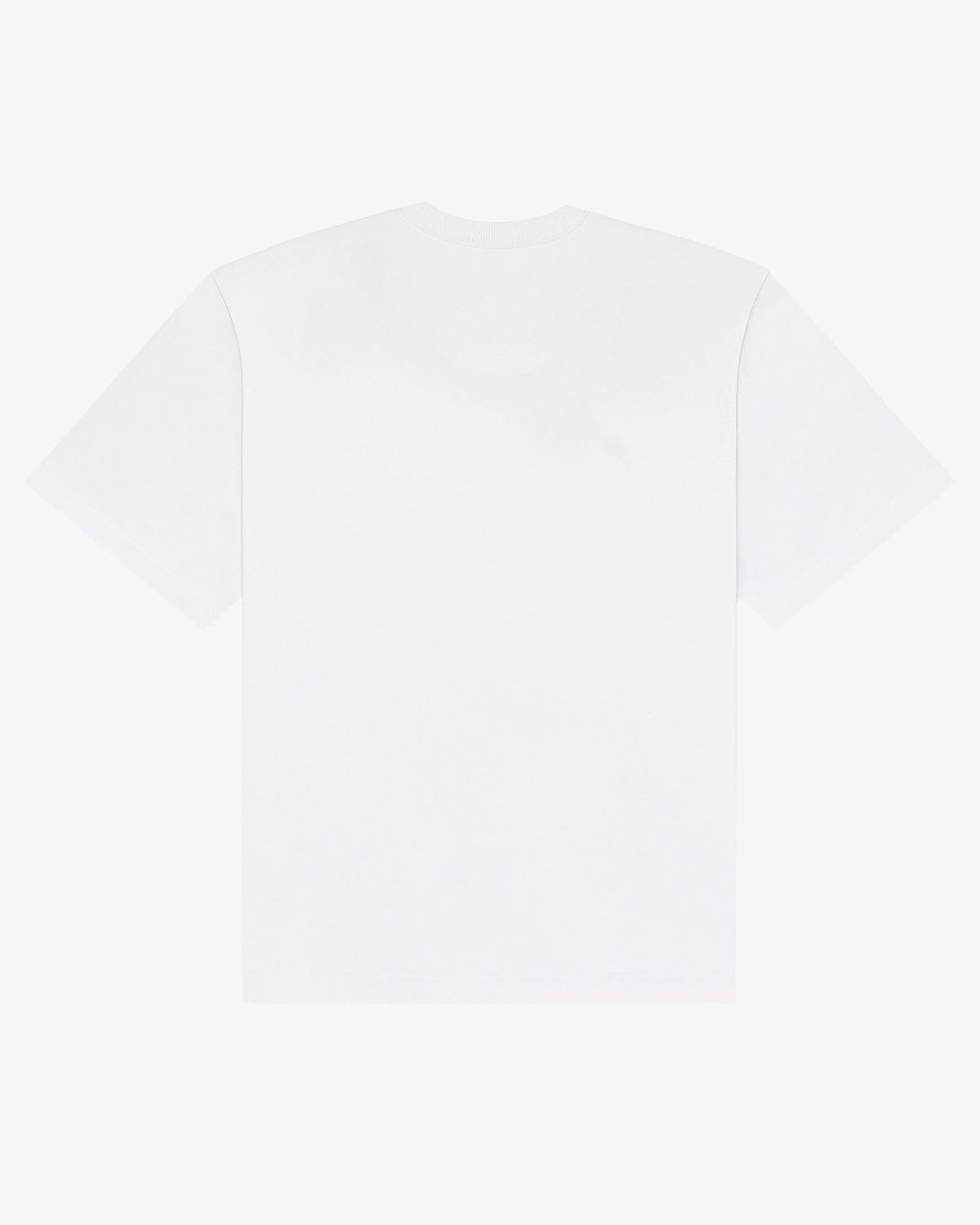Back view of the white Cowboy Ski Club tee, plain heavyweight cotton with no print